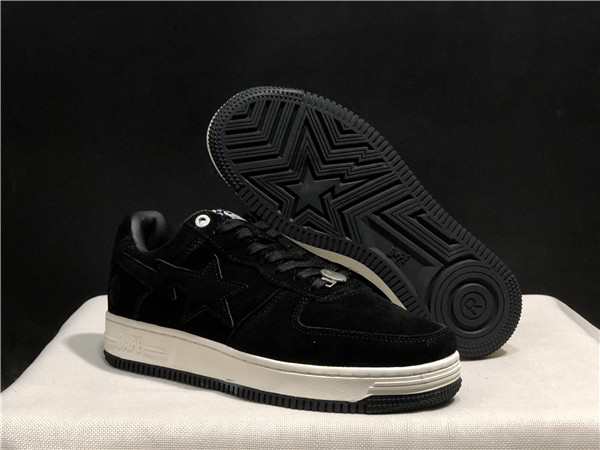 Men's Bape Sta Low Top Leather Black Shoes 0016